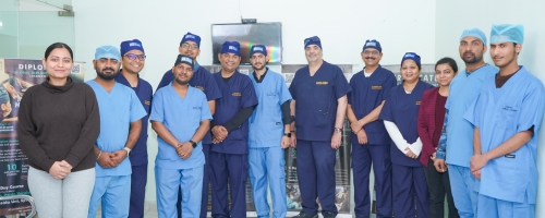 Student practicing CAD/CAM based prosthesis in live implant course